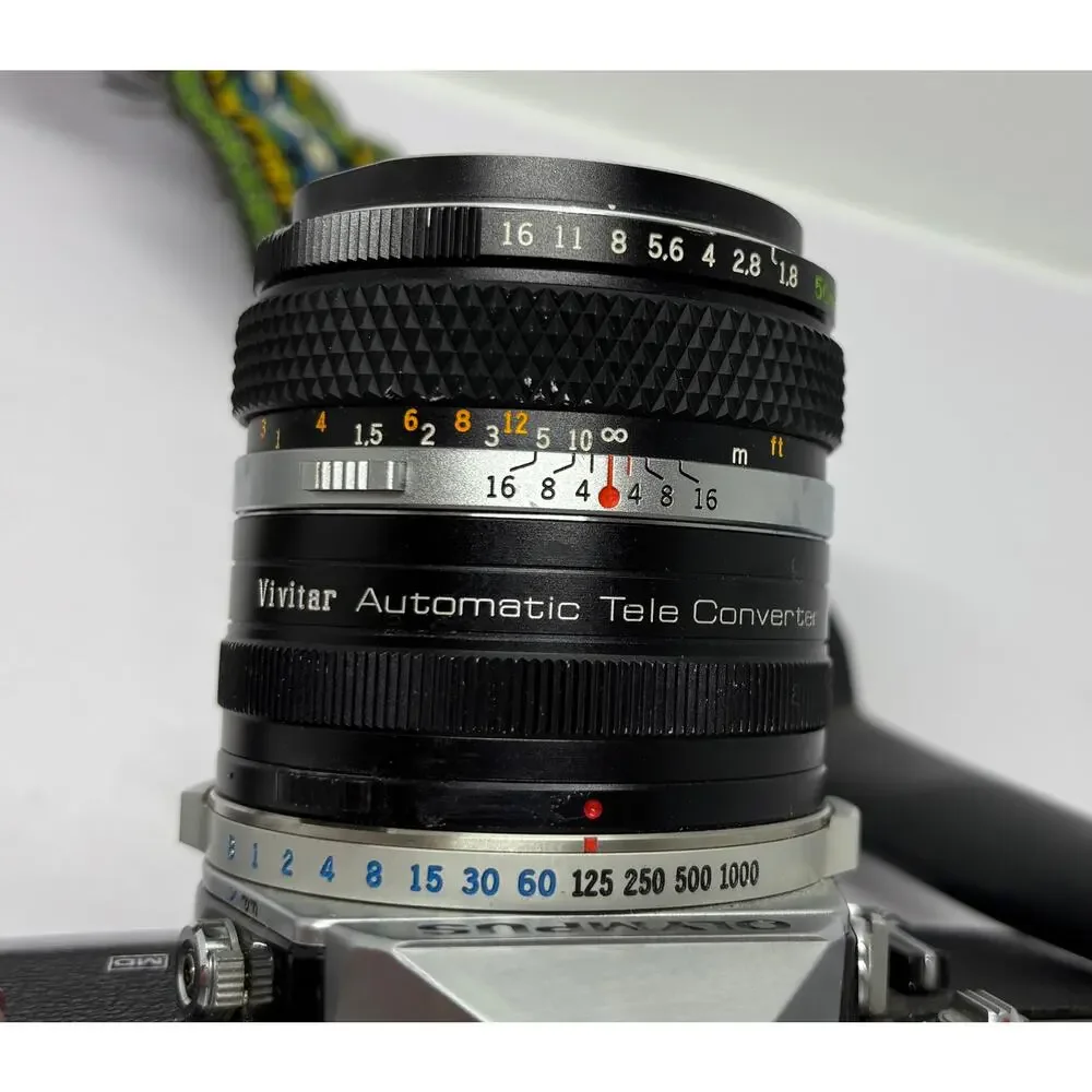 Olympus OM-1 SLR 35mm Film Camera + Lenses Battery Inspected Meter Works Silver